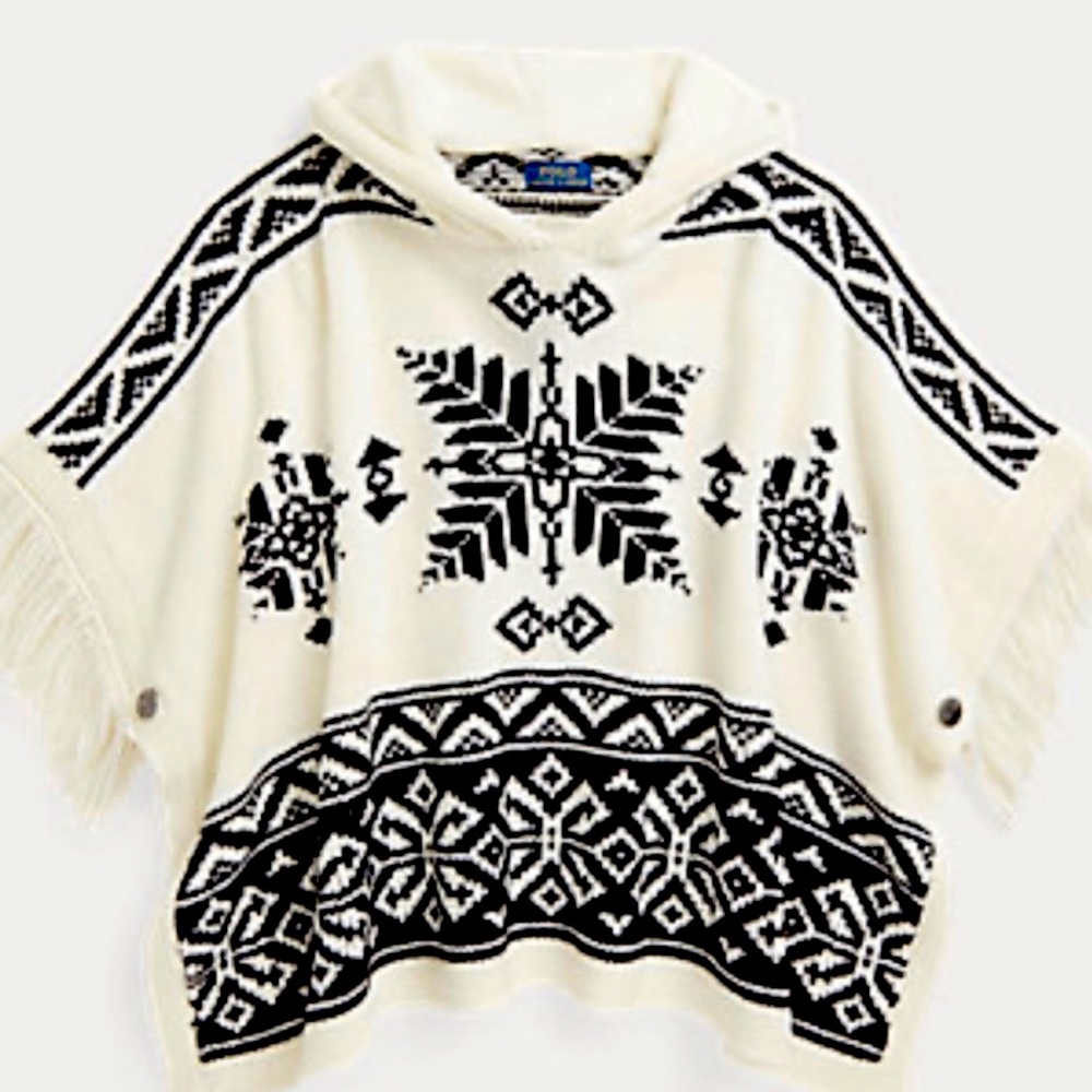 Ralph Lauren Polo KIDS FAIR ISLE HOODED SWEATER PONCHO IN ANDOVER CREAM Size S/M
